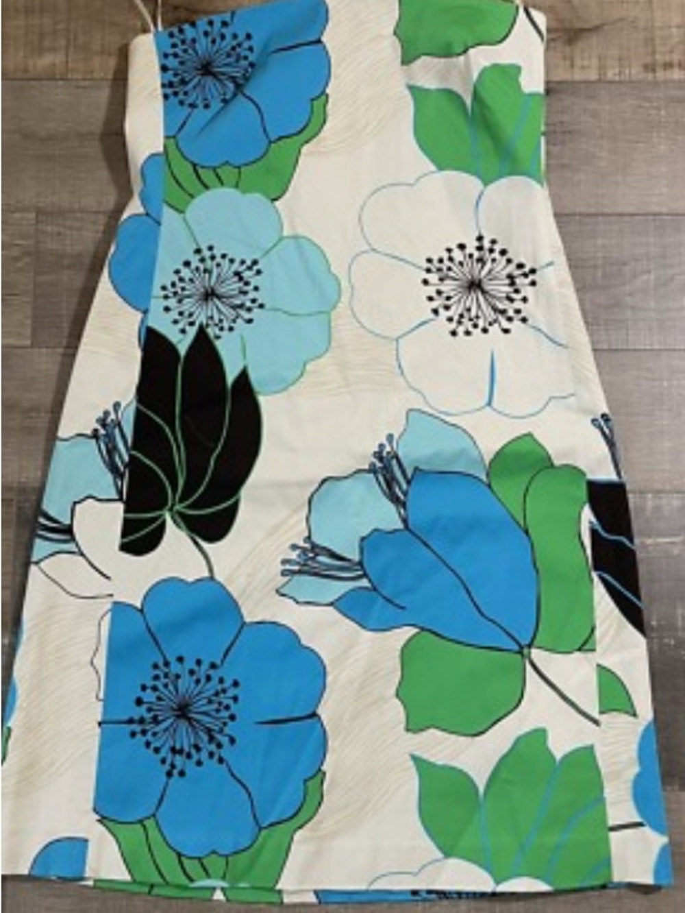 Banana Republic Strapless Floral Dress in Blue, Green & White